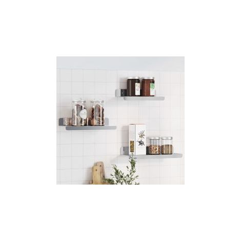 Étagères murales 3 pcs argenté acier inoxydable (1/5)