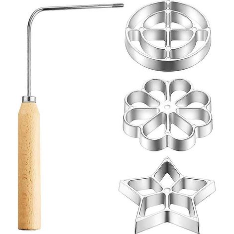 Set aus Buñuelos-Formen mit Holzgriffen, wiederverwendbare und antihaftbeschichtete Rosettenformen aus Aluminiumlegierung. (1/5)