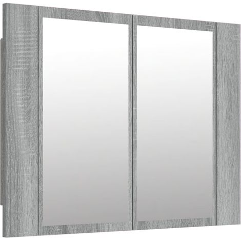 Armoire à miroir LED Sonoma gris 60x12x45 Bois d'ingénierie (1/5)