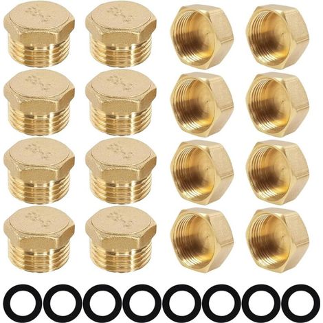 24 x Water Plugs, External Thread/Female Thread Brass End Caps, Hose Holder Washers, Garden Pipe (1/5)