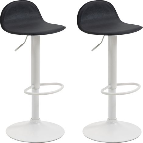 Juego de 2 taburetes de bar con reposapiés en PVC negro base de trompeta de metal blanco 100004262 (1/5)