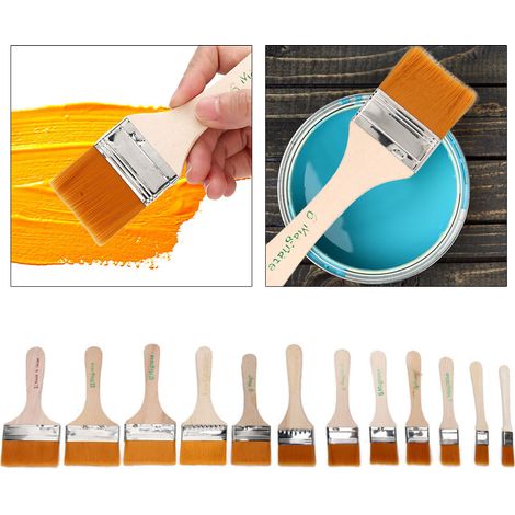 12 Pinceaux en Bois à Poils Nylon pour Peinture Murale, Aquarelle et Huile (1/5)