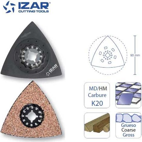 plateau de ponçage triangulaire concrétion carbure Starlock Izar 93 mm