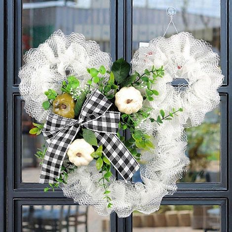 Couronne d'été artificielle avec nœud papillon pour porte d'entrée, jardin de ferme (1/4)