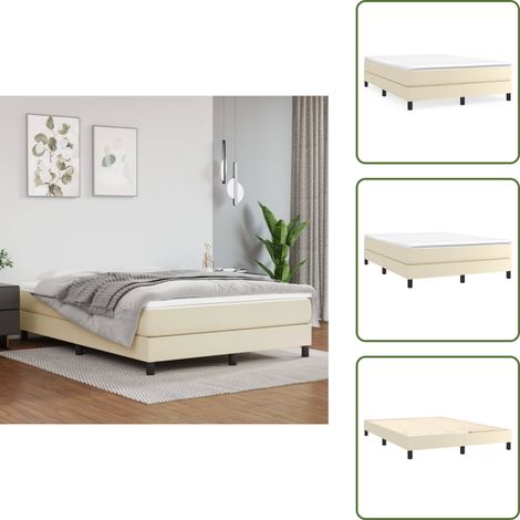 Bettgestell Creme 140x200 cm Kunstleder - Bettgestell - Bettgestelle - Bett - Schlafzimmermöbel (1/5)