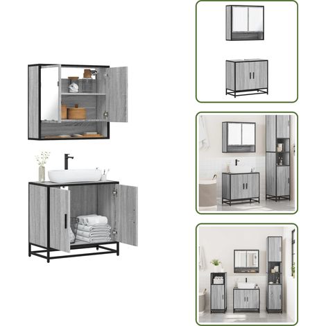 vidaXL Ensemble de meubles de salle de bain 2 pcs Sonoma gris