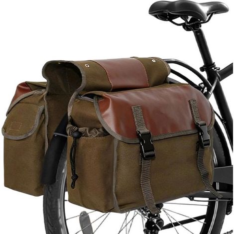 Sacoche arrière de vélo - couleur kaki - modèle universel - adaptée aux trajets quotidiens et aux voyages - étanche (1/5)