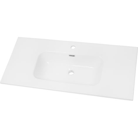 Lavabo ad incasso in ceramica bianco lucido per mobili bagno misure 101x46 cm - confezione 1