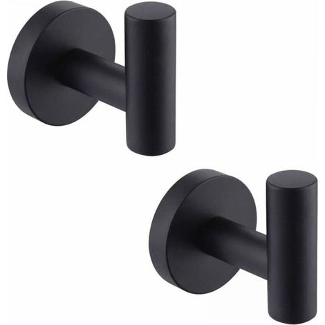 2pcs Wall Hook Bathroom Towel Holder Hook Matte Black SUS304 Stainless Steel Hooks Clothes Rack Towel Holder Storage (1/4)
