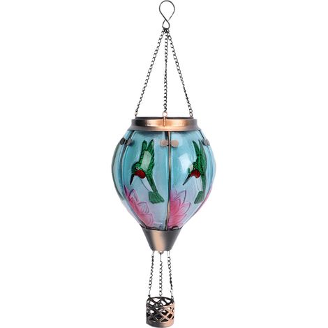 Lampe solaire suspendue pour cour, en verre étanche IP44, ballon à Air chaud accrocheur avec flamme scintillante bleue (1/5)