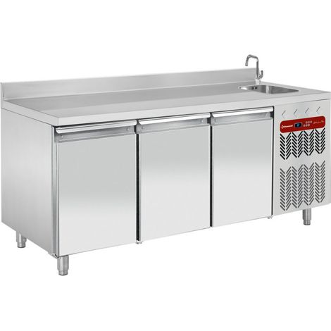Table réfrigérée murale 3 portes GN 1/1+ évier - Diamond (1/5)