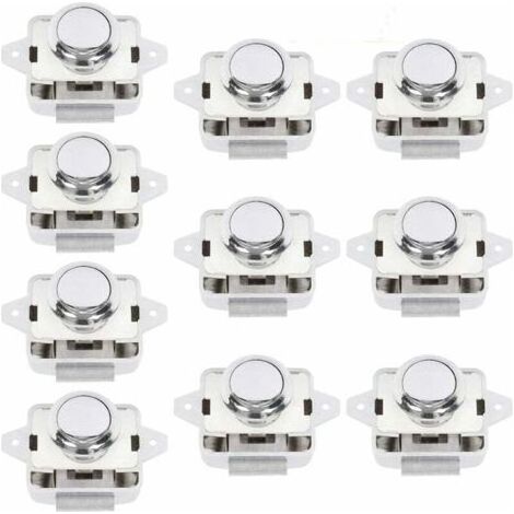 Serrure de porte à bouton-poussoir - Serrure d'armoire pour camping-car Serrure de meubles RV Camper Caravan Van Camping-car Argent 10 pièces (1/5)