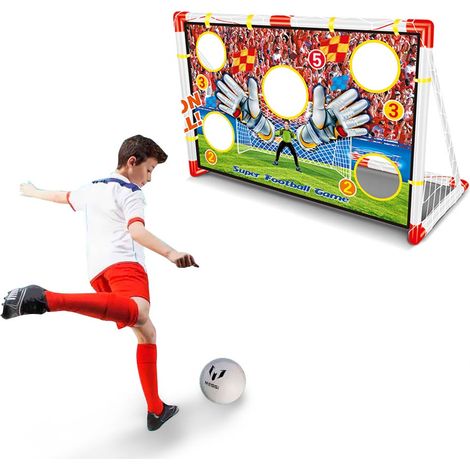 Porta da Calcio Per Bambini 120X73cm Allenamento Rigori Fori Punteggio E Pallone
