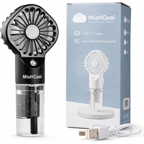 Ventilateur portable MistiCool avec brumisateur intégré – 4 vitesses, rechargeable, autonomie de 4 à 12 heures (1/4)
