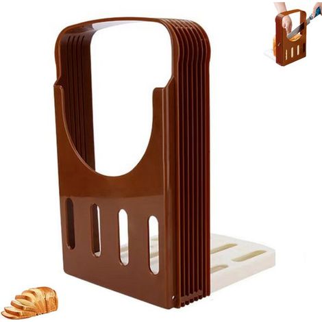 Trancheuse à pain - Trancheuse à pain manuelle - Trancheuse à sandwich manuelle - Marron - Trancheuse à pain manuelle pliable - Trancheuse à pain pour pain maison - Rail de découpe en plastique - Outi (1/5)
