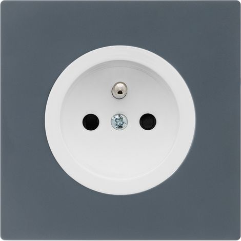 FONTINI Prise 2P+T blanc glossy DOM + plaque simple blue grey (1/5)