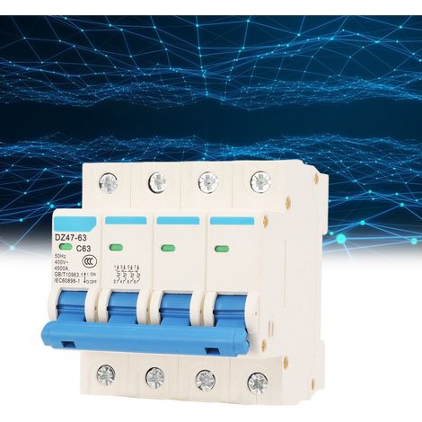 Leitungsschutzschalter DZ47-63 C63 4P 400 V 63 A, DIN-Schienenmontage, 4500 A Abschaltvermögen (1/5)