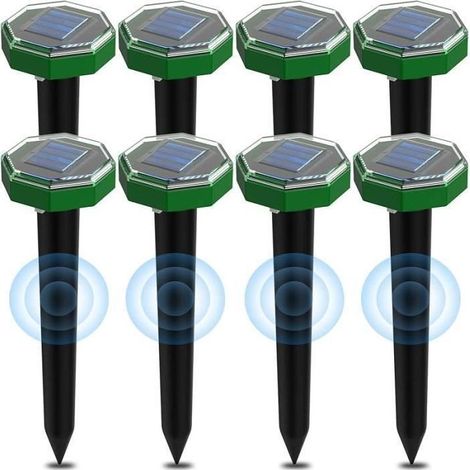 Taupe Ultrason Solaire 8 pièces,Anti Taupe Ultrason Solaire avec IP65 Imperméable, Utiliser à lextérieur ou dans Le Jardin