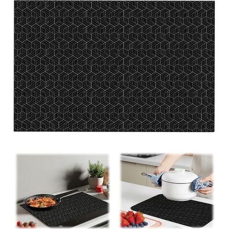 Induction Hob Protection Mat, 52 x 78 cm, Black, Silicone Induction Mat