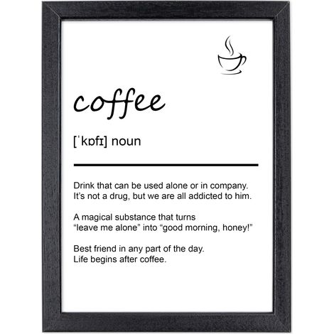 Lupia - Quadro Moderno con Cornice OPTICAL in Legno Sottile Nera o Bianca 15x20 cm, Poster con disegno in Stile Lineare e descrizione della Parola con testo in lingua inglese Nero - Coffee (1/4)