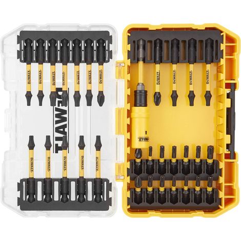 Dewalt – Jeu de 31 embouts pour visseuse – Longueur 25/57 mm – Empreinte torx T10 à T30 – Support magnétique avec zone de torsion