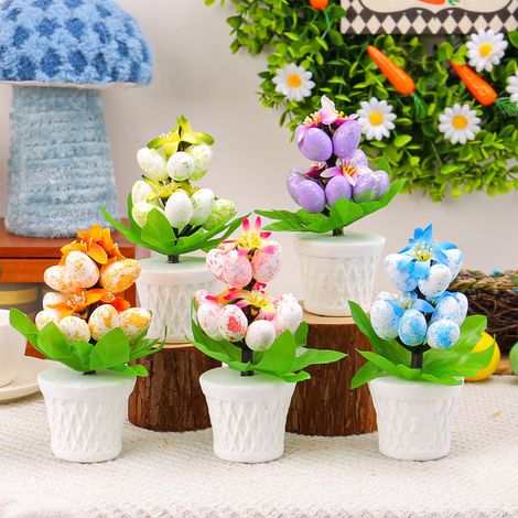 Oeufs De Pâques En Pot - Décoration De Table Printanière En Mousse - Centre De Table Pour Intérieur - 1 Pièce (1/5)