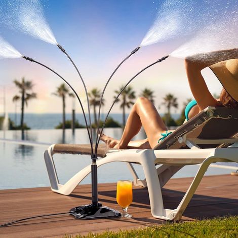 de Système brumisation sur pied 43inch – Tuyau flexible avec 4 buses rafraîchisseur pour terrasse jardin ou animaux (1/5)