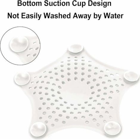 Filtre Évier - Filtre Douche Silicone - Pour Drain Baignoire et Lavabo - Blanc - 15 x 13,5 cm - 1 Pièce (1/4)