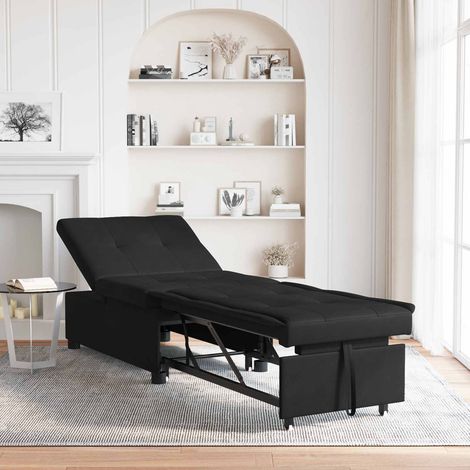Schlafsofa Ausziehbar Schwarz 194 x 67 x 82 cm Mikrofaser
