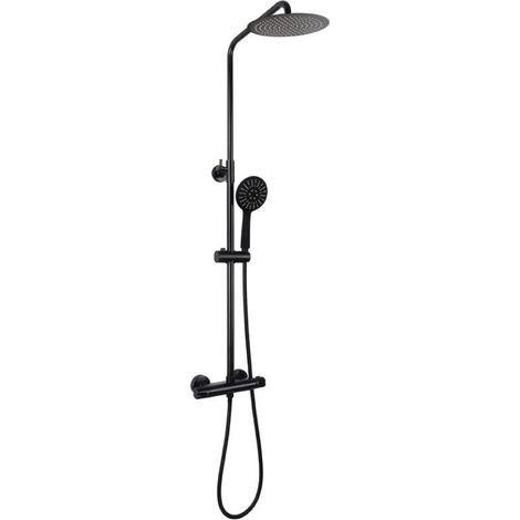 Colonne de douche thermostatique BOSSA noir mat Ø30 cm