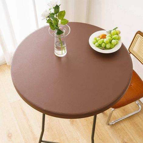 1 Funda redonda impermeable para mesas auxiliares de exterior – Mantel de vinilo para comedor de patio – 60 cm – Marrón café (1/5)