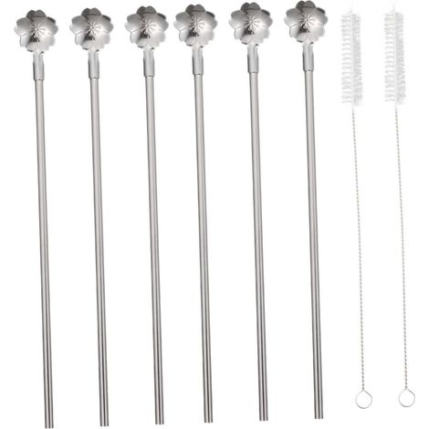 Cuillères et Pailles Réutilisables en Acier Inoxydable – Lot de 8 Pièces Élégantes et Multifonctions pour Boissons & Desserts