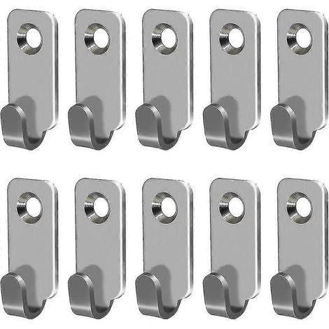 Lot de 10 mini crochets en J robustes en acier inoxydable 304, à fixer au mur, pour suspendre miroirs et cadres photo. (1/5)