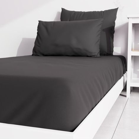 Drap housse uni 90x190 cm ZZZ noir