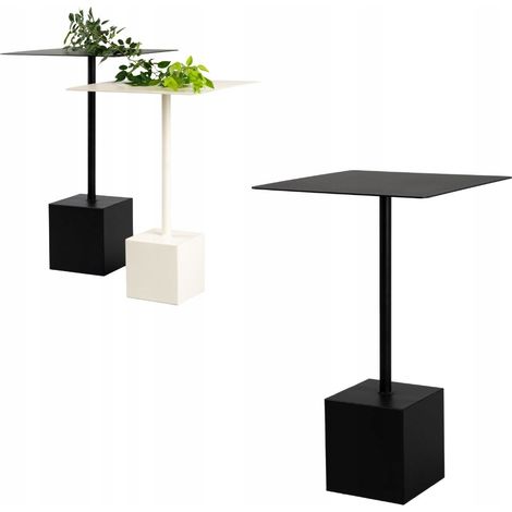 Tavolino ausiliario laterale per laptop, soppalco in metallo nero, modello Vittoria S 40x40x57 (1/5)