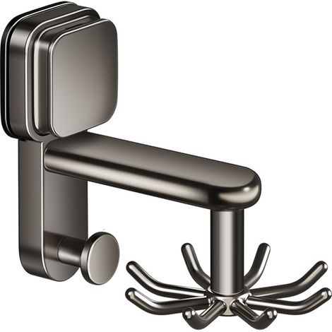 Lot de 2 barres de rangement à ventouses gris canon, forte charge utile sans perçage pour ustensiles de cuisine (1/4)