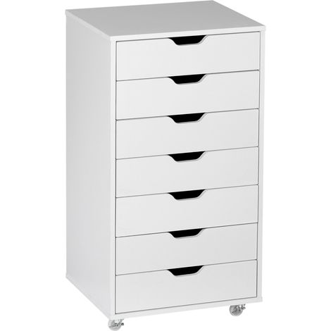 Caisson de bureau roulant avec 7 tiroirs, rangement pour documents A4 et lettres, meuble à roulettes organisateur. (1/5)