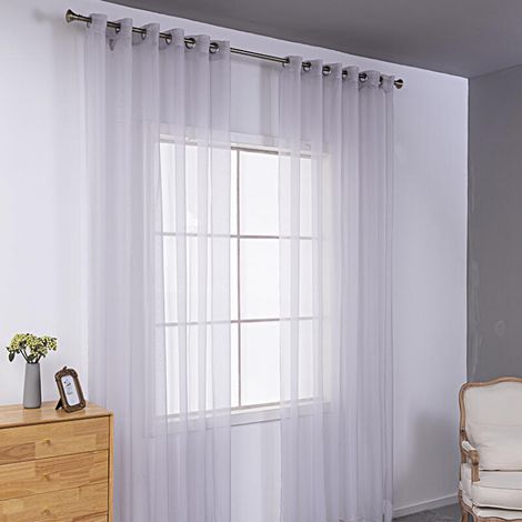 Dos cortinas semitransparentes perforadas, ligeras y transpirables, ideales para decorar dormitorios, salones, etc., de 140 x 230 cm, color gris claro. (1/5)