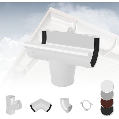 Sistema di grondaie - 90mm in plastica PVC, selezione di componenti - RainWay 90: Bianco, Guscio di collegamento alla grondaia