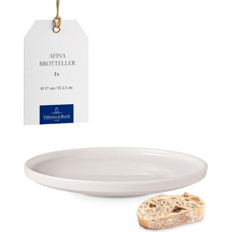 Assiette à pain Afina en porcelaine, petite assiette, Fabriquée en Allemagne, compatible lave-vaisselle et micro-ondes, empilable, blanche (1/5)