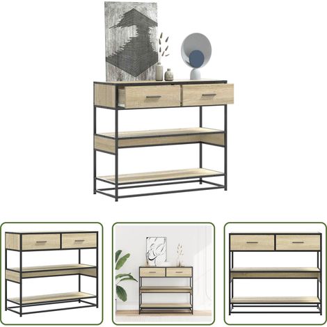 Rangement salon - Table console chêne sonoma 90x35x80 cm bois d'ingénierie (1/5)