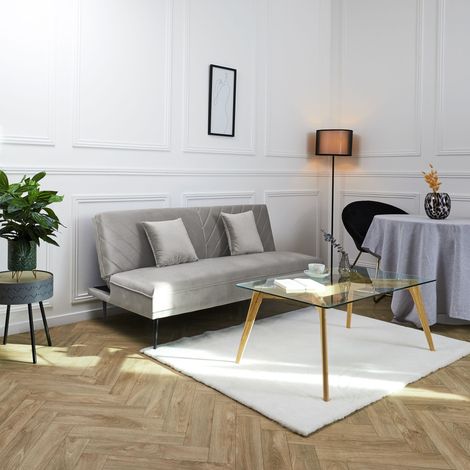 The Home Deco Factory – Canapé convertible 2 places – Gris – Dimensions 190x90cm – Couchage 140x190cm – Design moderne pour studios et petits espaces (1/5)