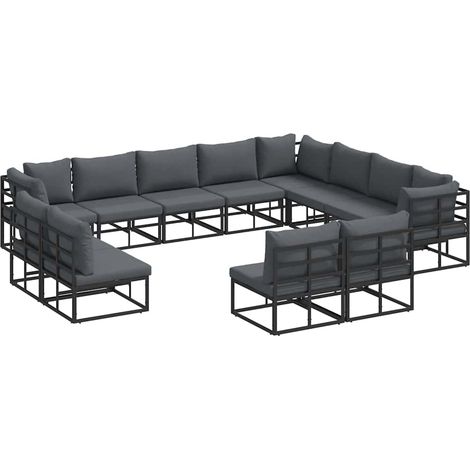 Maison Exclusive - Set Divano da Giardino con cuscino 12 pcs Nero Alluminio