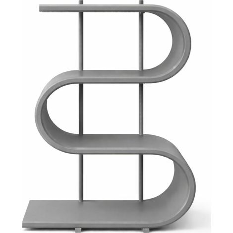 Organizador decorativo de estante de escritorio gris, ondulado, moderno.