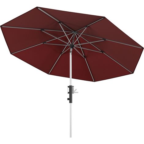 KNIRPS Phoenix 315 cm rund Balkonschirm 4 Farbvarianten Kurbelschirm Sonnenschirm 409 Bordeaux (1/2)