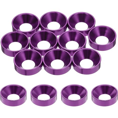 10 Pièces Rondelles à Tête Fraisée, Rondelles de Tasse M8 x 18 mm, Rondelle Fraisée, Rondelle Boulon En Aluminium Pour vis à tête, tige filetée, Accessoires Mécaniques, Violet (1/5)