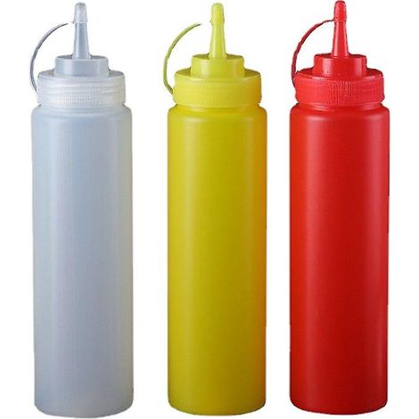 3pcs Vide Rechargeable Plastique Squeeze Sauce Condiment Bouteilles Récipient (1/3)