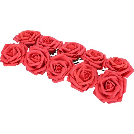 Lot de 10 roses artificielles de 8 cm, fleurs simulées pour bricolage, maison, mariage et fête , idée cadeau de la famille (1/5)