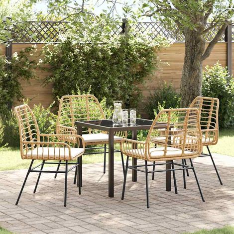 Garten Essgruppe 5 pcs Braun Poly-Rattan (1/5)