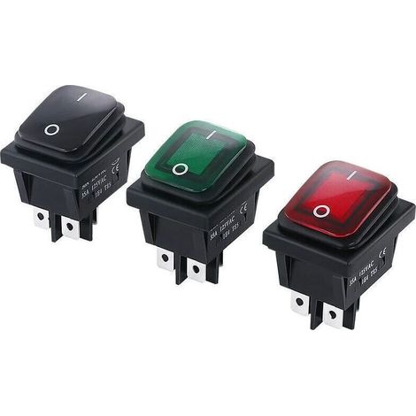 Interrupteur pour lampe- 3 pièces Interrupteur à Bascule tanche ON/OFF DPST 4 broches 2 positions Commutateur à bascule Indicateur LED 16A 250V AC pour Voiture Camion Moto Bateau KCD4--..